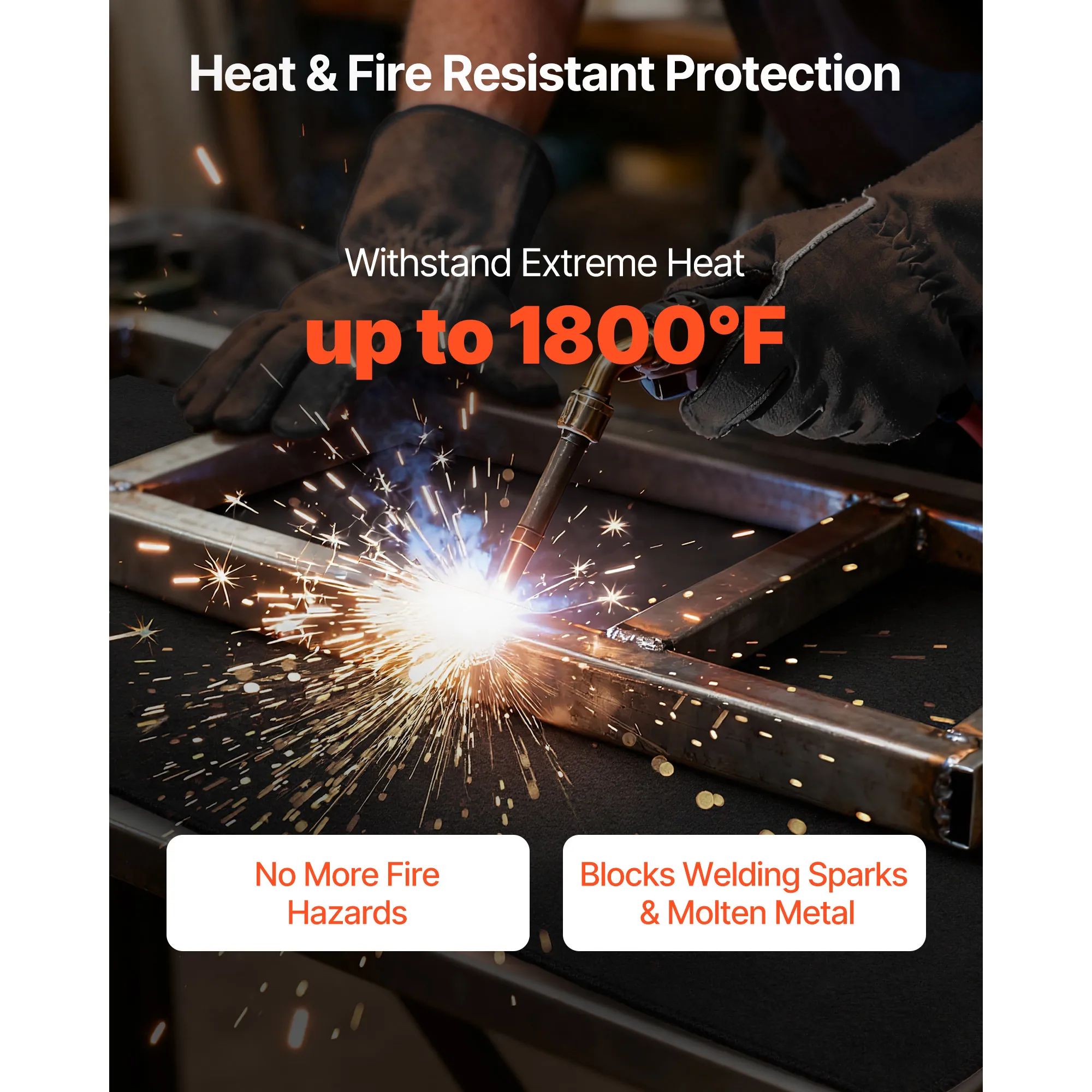 VEVOR Carbon Felt Welding Blankets 2-Pack 20in x 36in Flame Retardant Welding Blanket 3.5mm Carbon Fiber Insulation Mat Pad