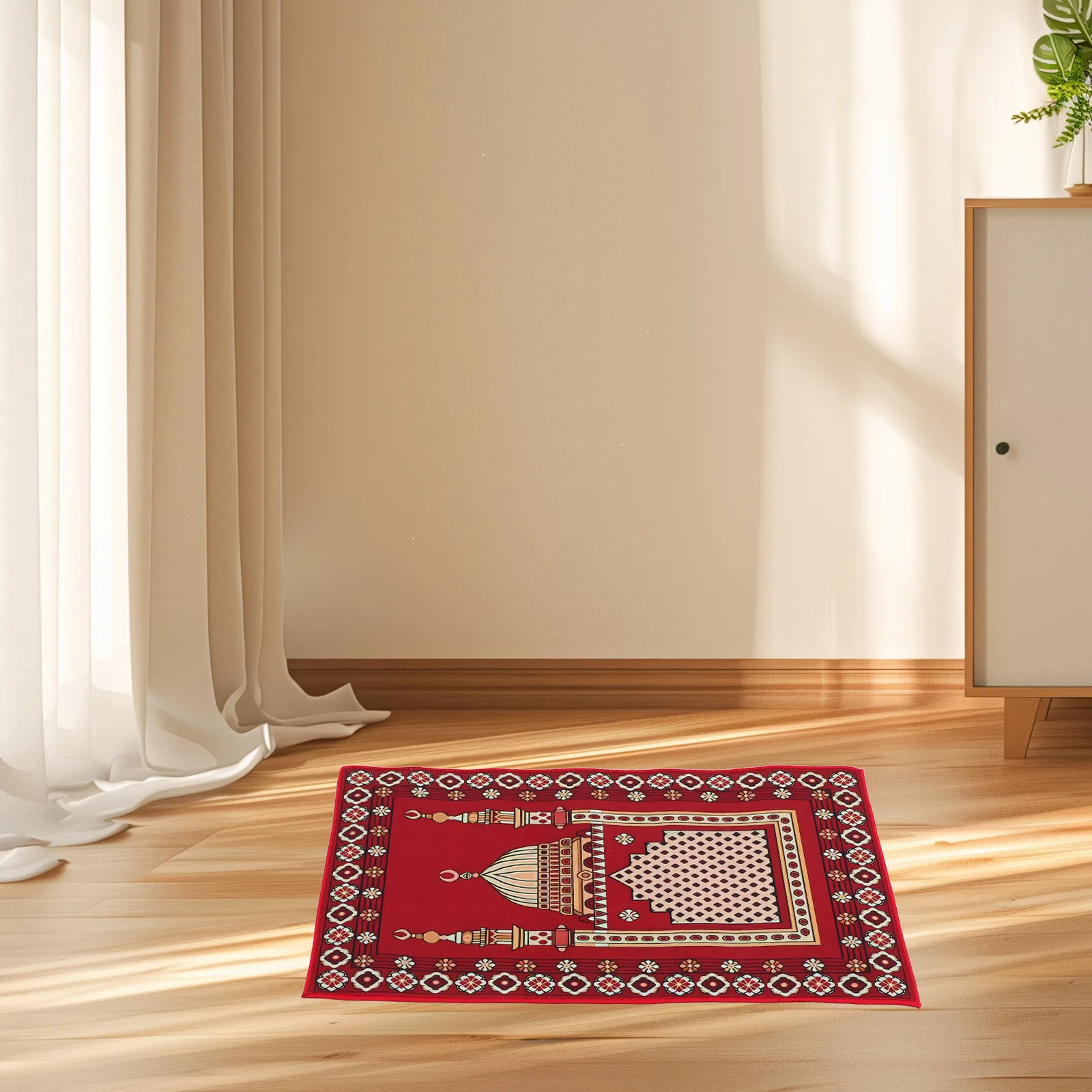 

Ramadan Islamic Prayer Mat Thick Turkish Rug Foldable Non-Skid Decorative Prayer Mat Soft Comfortable Muslim Worship Carpet