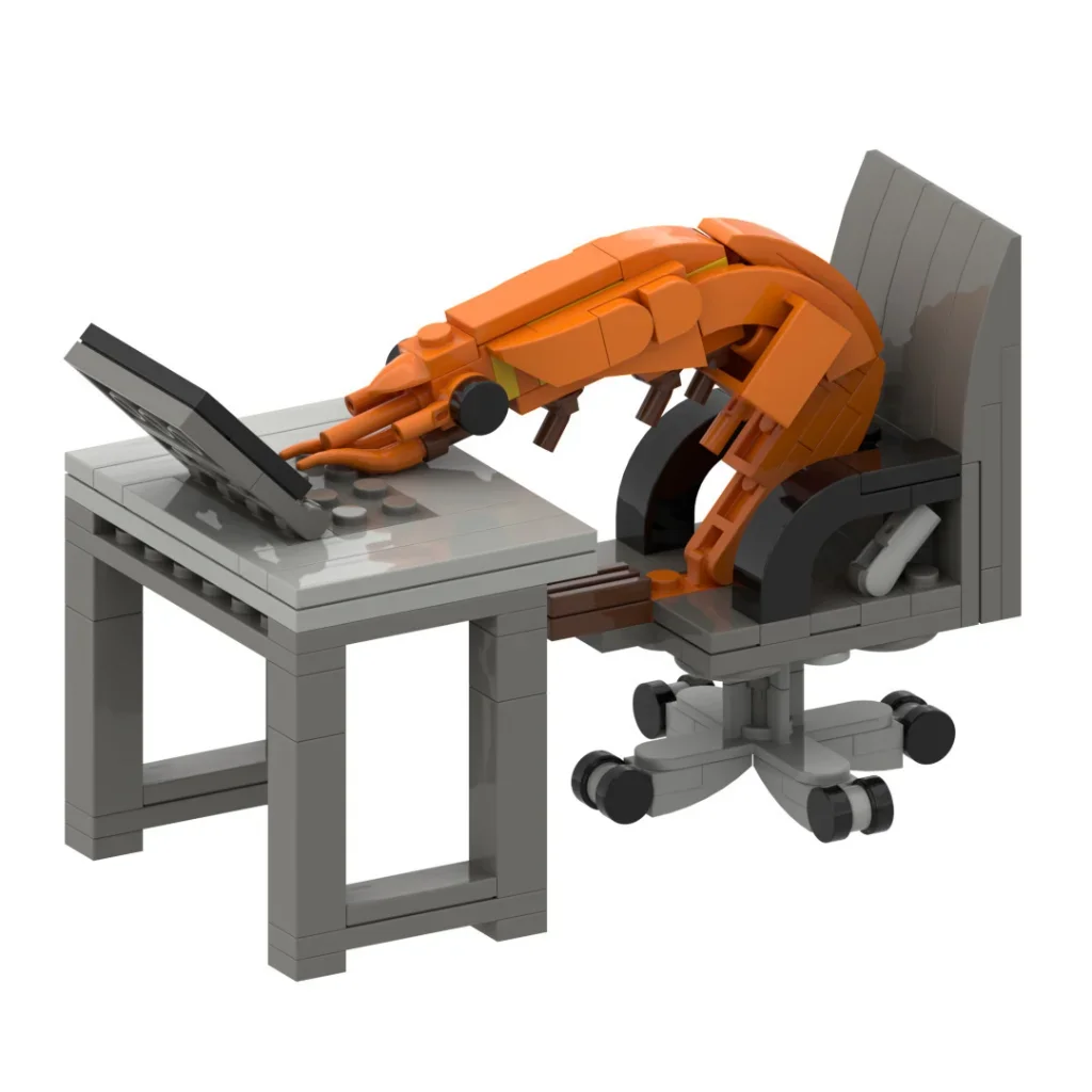 Gamberetti MOC Building Blocks Lavoro duro Figurine da ufficio Modello di assemblaggio Città Brick Scherzo Set di giocattoli Regali per ragazzi e ragazze Bambini