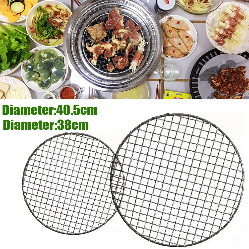 

Round Barbecue Net Braided Grid Grill Camping Stainless Steel Mesh Net Bbq Net