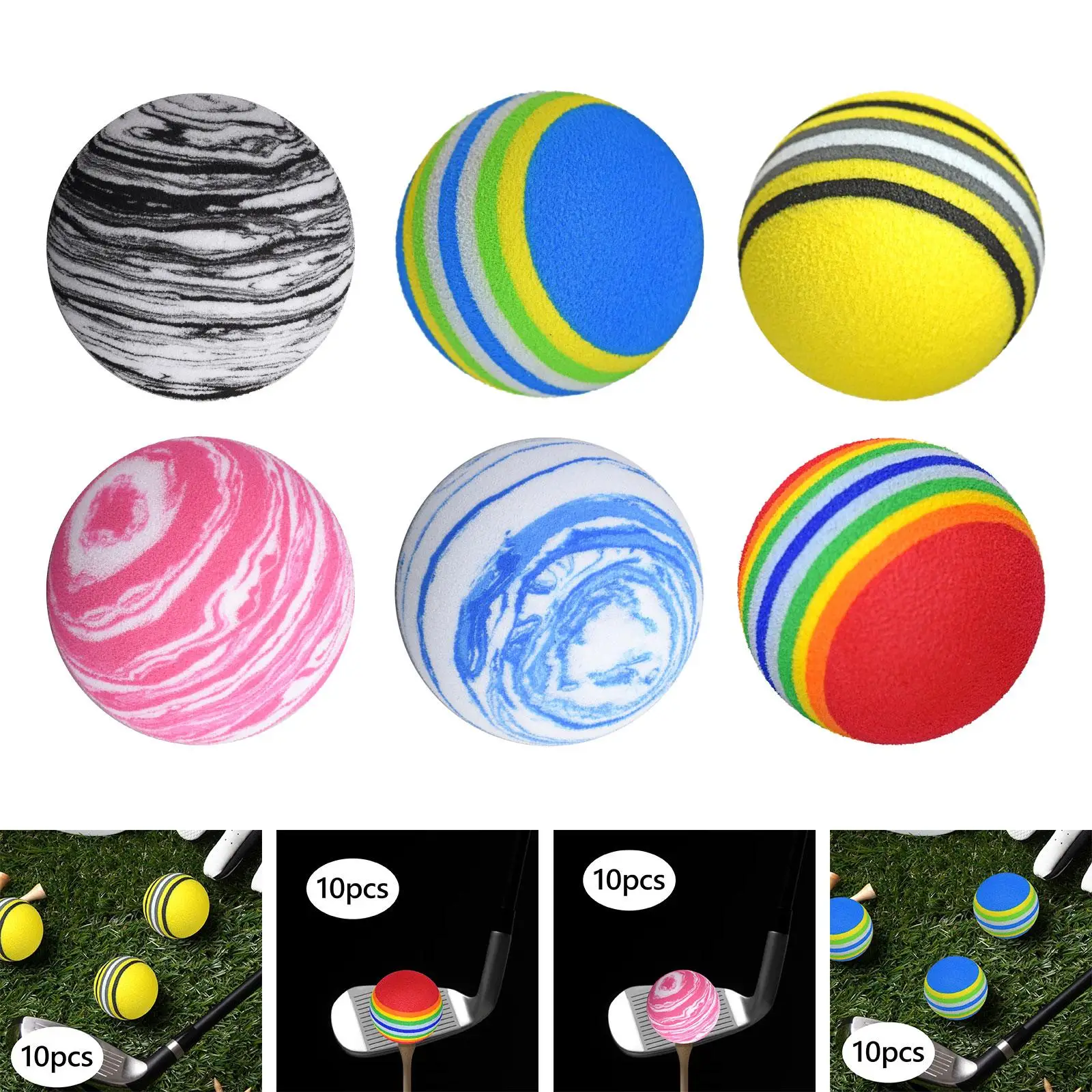 

10 шт. мячей для гольфа, аксессуары для тренировок, подарок для гольфистов, для мужчин и женщин, для занятий в помещении, дома, на улице, для спорта