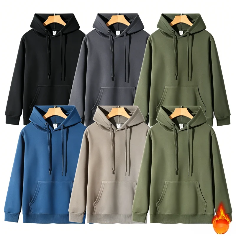 Men's Hoodies Autumn Winter Pullover Casual Sweatshirts Solid Color Oversize Men Tops Outdoor Male Fashion Hoodie Sweatshirt