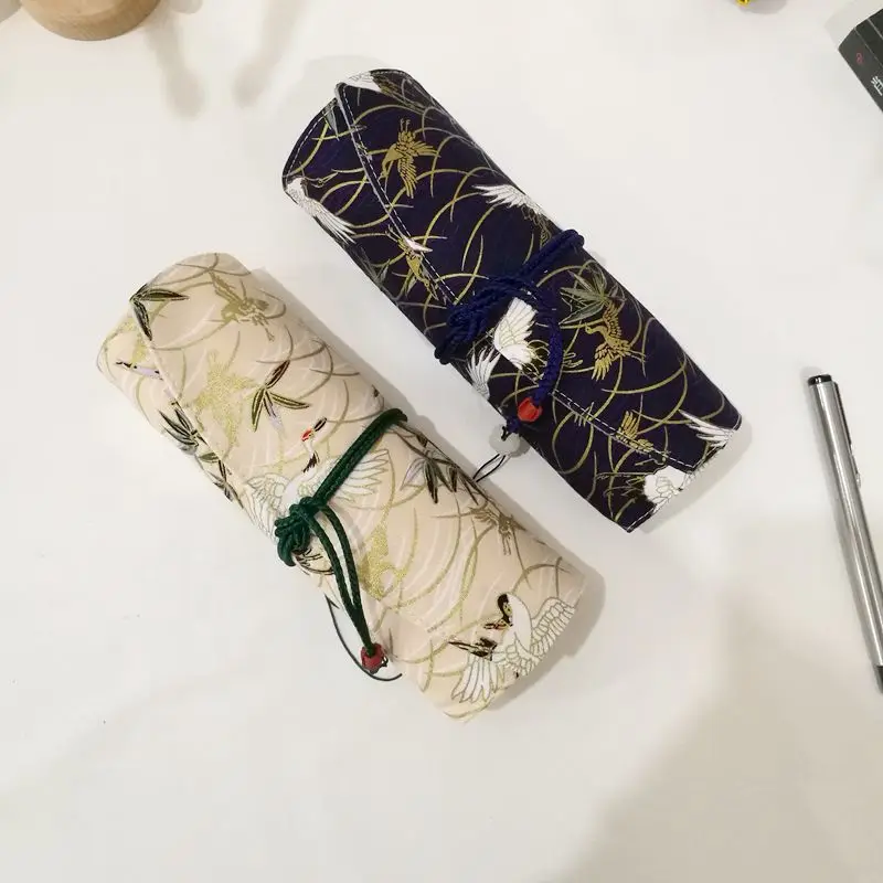 Handmade Pen Bag Large Capacity Pen Curtain Cute Pen Bag 7-hole Pen Bag Vintage Roll Bag Kawaii Pencil Pouch Case