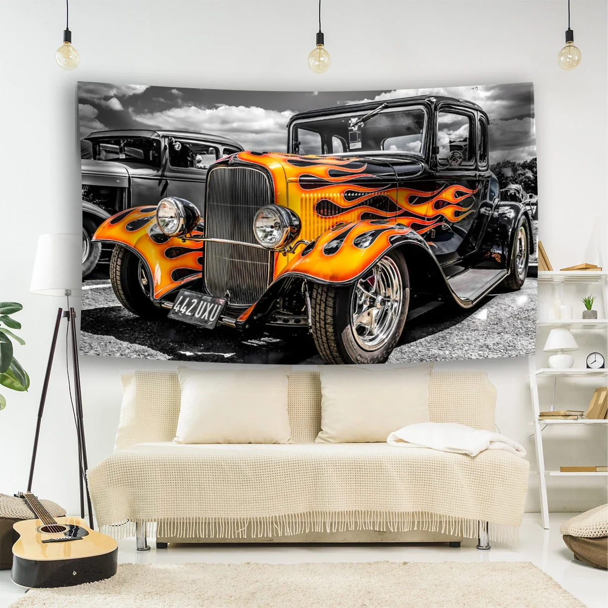 

American Vintage Car Tapestry Banner Flag Poster Art Gothic Garage Bar Club Decoration