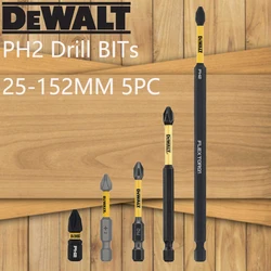 DEWALT PH2 Impact Drill Bits Sets 25/50/57/89/152MM HSS Metalware High-hardness Power Tool Attachments Screwdriver Head 5PC