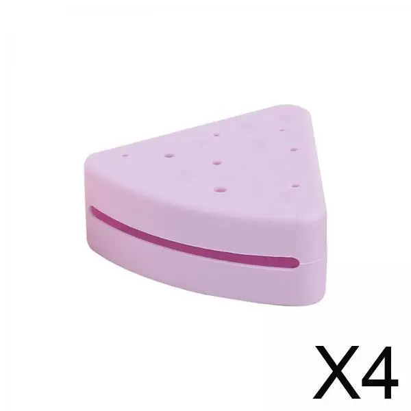 4 estuches triangulares para esponjas de maquillaje/estuche para esponjas de maquillaje/estuche portátil, transpirable, lavable, compacto y bonito