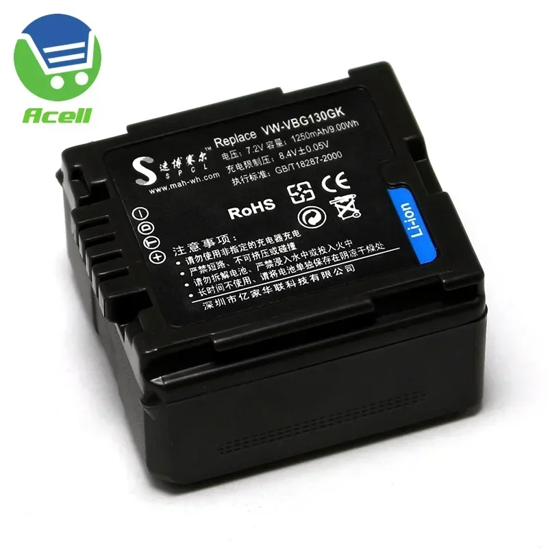 VW-VBG130 VW-VBG070A Battery for Panasonic HDC-SD10 SD3 SD5 SD7 SD8 TM10 SDR-H40 H48 H50 H60 H68 DMC-L10K AG-HSC1UMC Camcorder