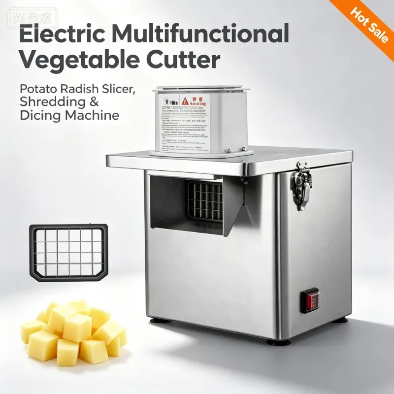 Electric Multifunctional Vegetable Cutter, Potato Radish Slicer, Shredding & Dicing Machine