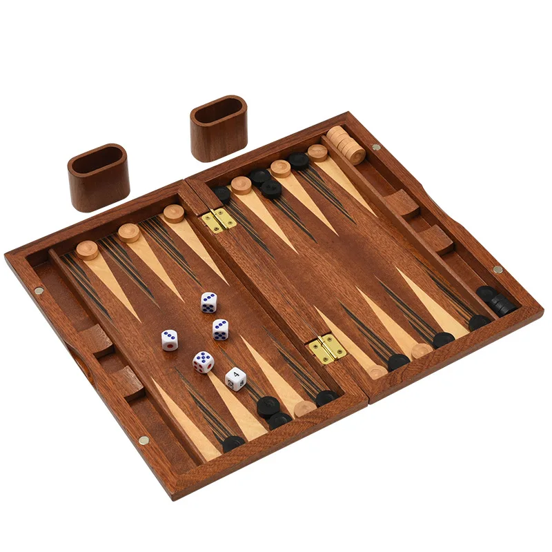 Solid wood backgammon, made of medium and high-grade mahogany
