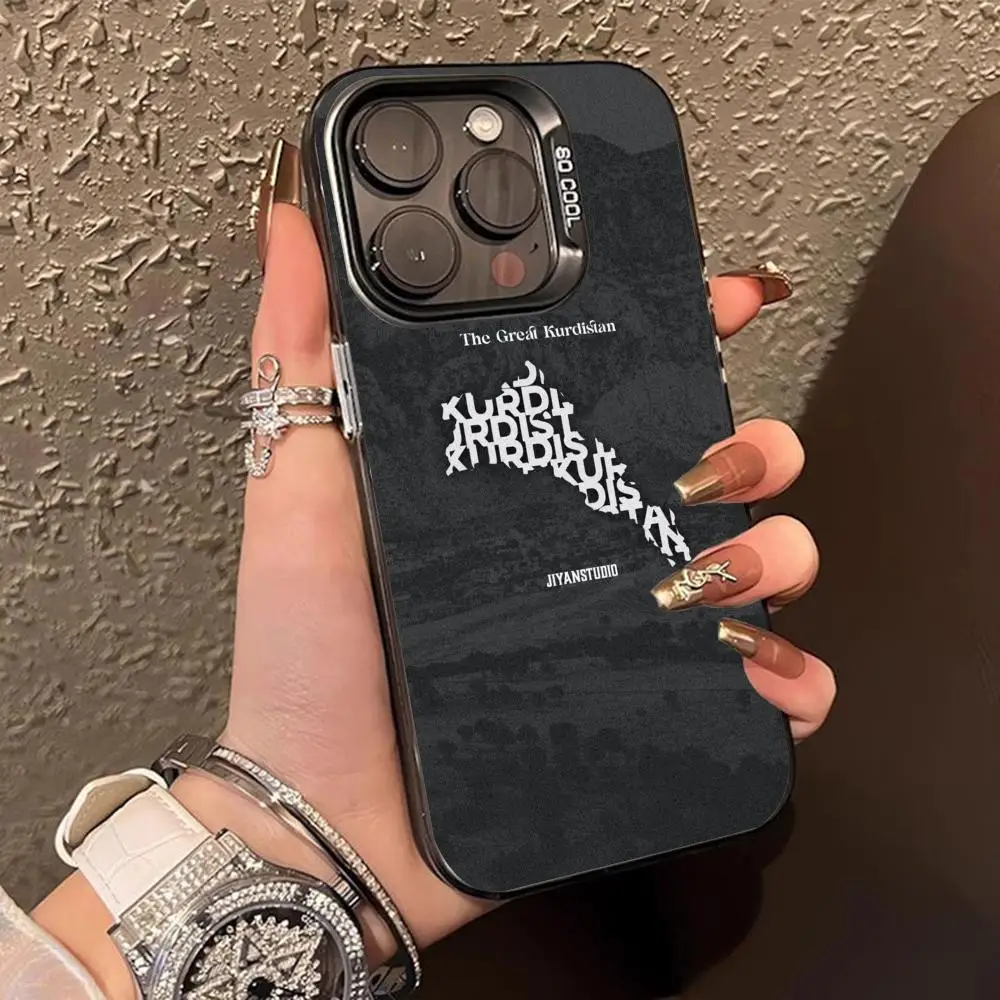 كردستان العلم المحمول قضية الهاتف الخليوي آيفون 17 16 15 14 13 12 11 X XR XS 8 7 برو ماكس زائد شفافة اللون غطاء جميل #6
