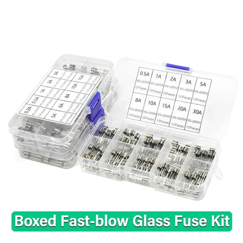 

Green ProductBoxed Fast-blow Glass Fuse 250V 0.2A 0.5A 1A 2A 3A 5A 8A 10A 15A 20A 30A 5x20mm Household Assorted Car Glass Tube F