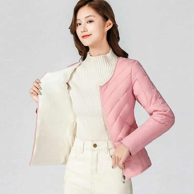 Parka Women's Short Coats Jackets 2023 Winter New Fashion Cotton-Padded Stripe Splicing Thickening Keep Warm Skinny Parkas Woman