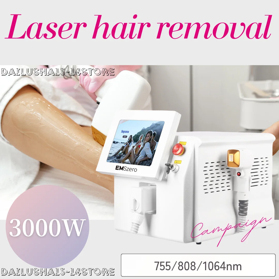 

Portable Laser Hair Removal Machine 3 wavelengths Nd Yag Cooling Head Painless Diode Laser Epilator Face Body Hair Removal