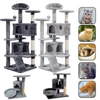4/2 Tier Cat Condo Large Cat Tree and Tower for Indoor Cat With Sisal-Covered Scratching Posts Cat Climbing Tower Padded Perches