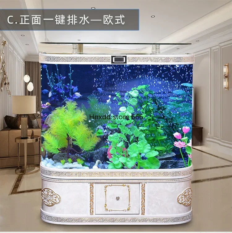 Aquarium Living Room Glass Change Water Ecological Landscaping Large Bottom Filter Floor Fish Tank