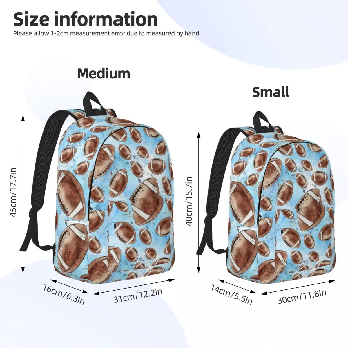Football Print Pattern Backpack Student Boys Girls BookBag Kids School Bag Laptop Shoulder Bags for Men Women