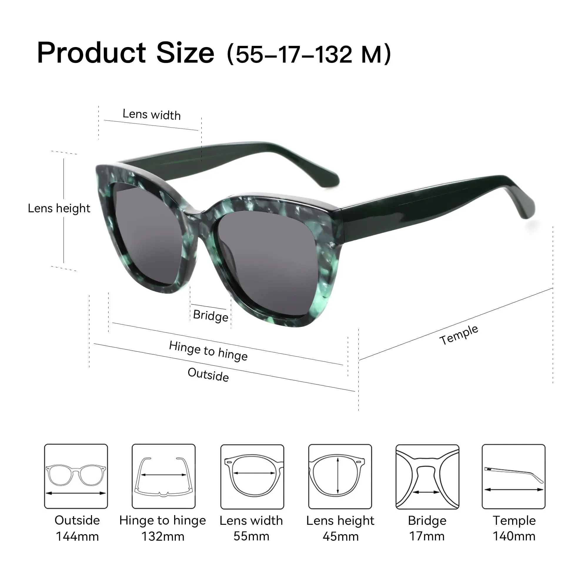 نظارات شمسية BLUEMOKY للسيدات على شكل عين القطة مستقطبة للحماية من الأشعة فوق البنفسجية 400، إطار مربع كبير الحجم للاستخدام اليومي، تصميم لطيف #4