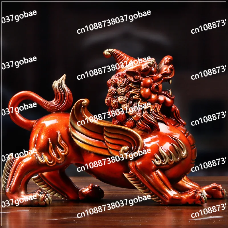 Pixiu Chinese Statues Sculptures Figurines Miniatures Statue Colored Bronze Piqiu Ornaments Crafts Copper Home Decoration