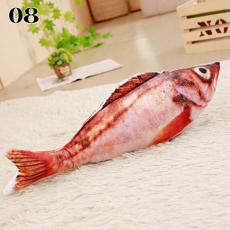 3D Fish Shape Toy For Cat Soft Plush Kitten Funny Interactive Play Pillow Doll Cats Cute Simulation Fish Small Toys Pet Supplies