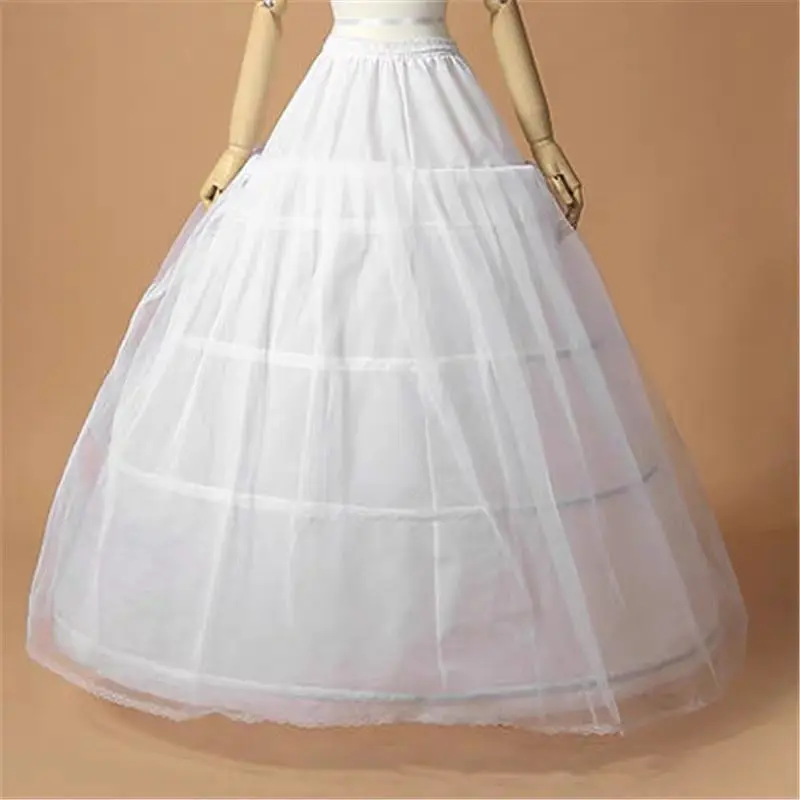 High Quality White 3 Hoops A-Line Petticoat Crinoline Slip Underskirt For Ball Gown Wedding Dress Free Shipping In Stock