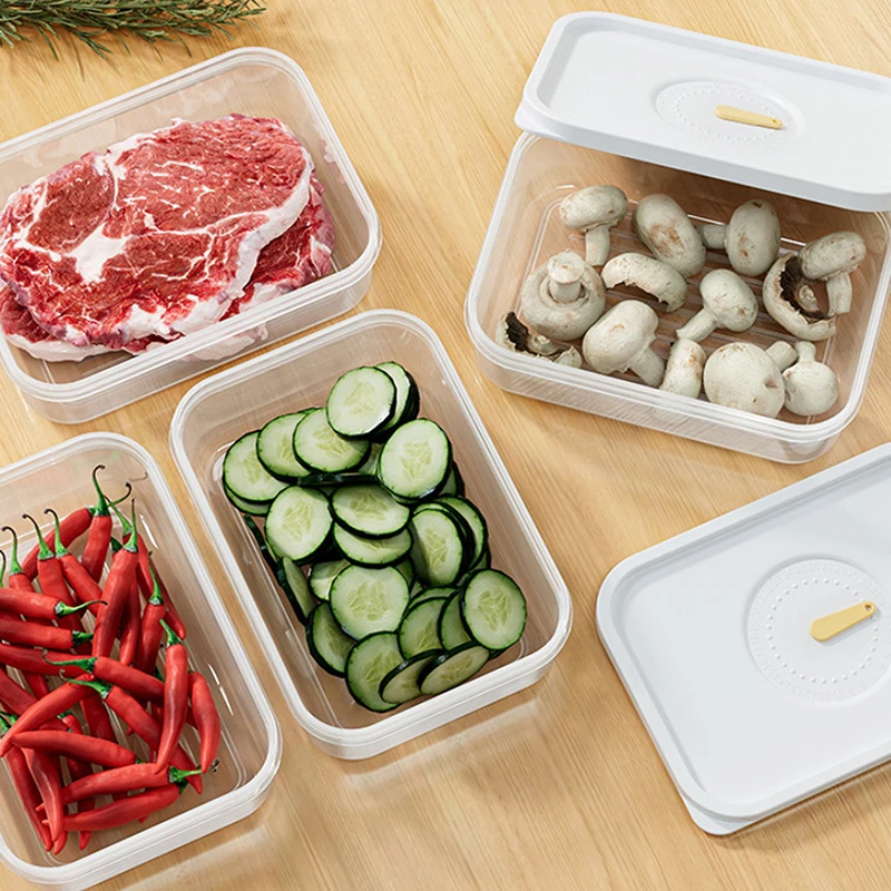 Koelkast Verzegelde Vers Bewaardoos Fruit Vlees Bevriezen Opslagblikjes Keuken Plastic Voedsel Organizer Container Lunchbox