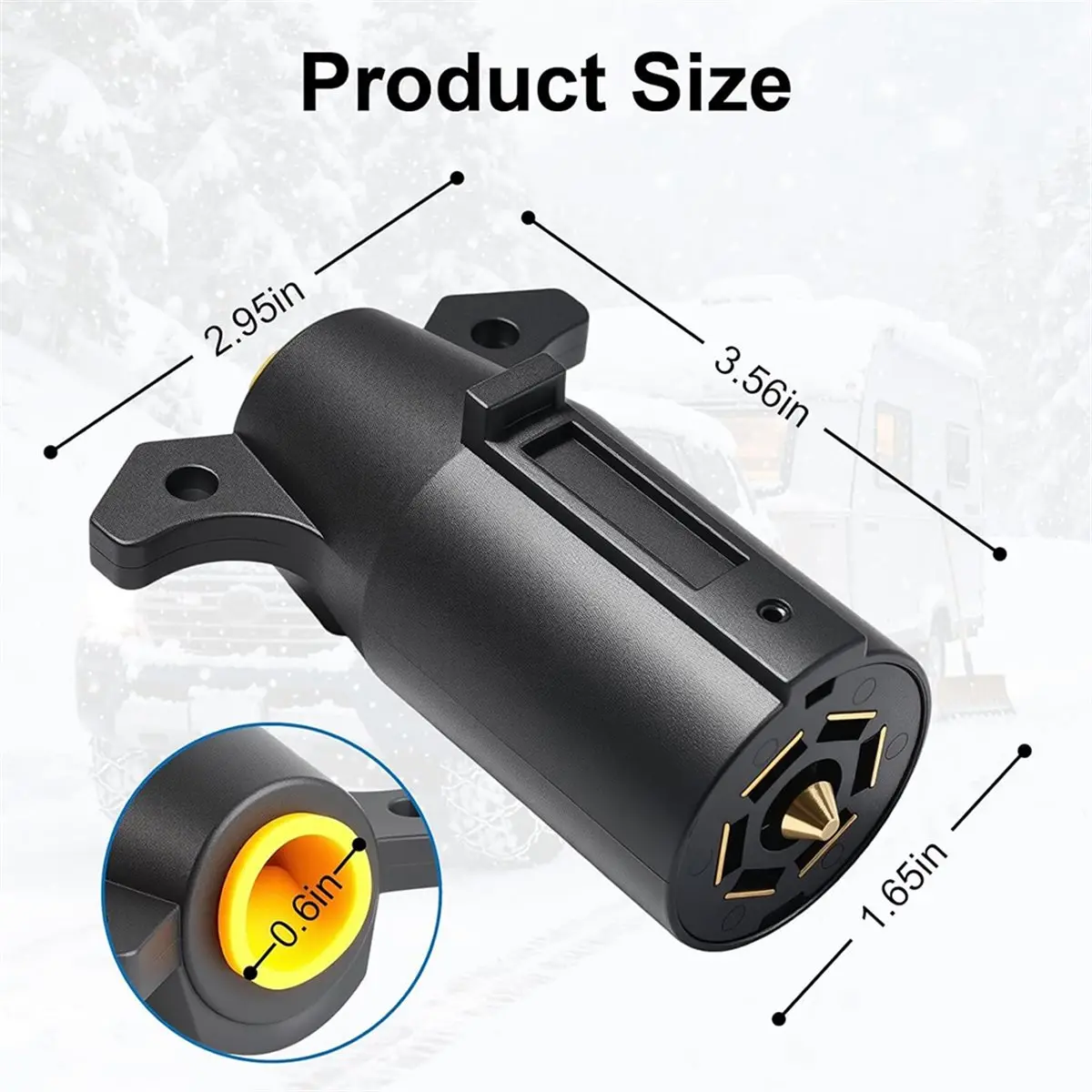 AT16 7 Way Trailer Plug (2 Pack), 12V 7 Pin Trailer Wiring Replacement Plug, 7 Point Round RV-Style Trailer Light Connector