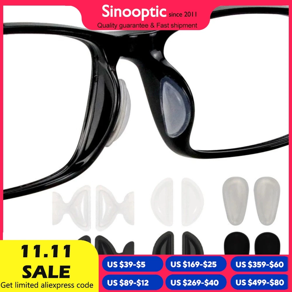 100pcs(50pairs) Plastic Glasses Anti Slip Nose Pad Sticker Air Chamber Silicone Acetate Eyeglasses Height Increase Accessory 