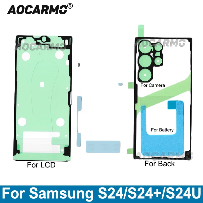Aocarmo dla Samsung Galaxy S24 Ultra Plus S24fe S24+ S24U Tylna bateria Tylna pokrywa Naklejka Klej Przedni ekran LCD Klej
