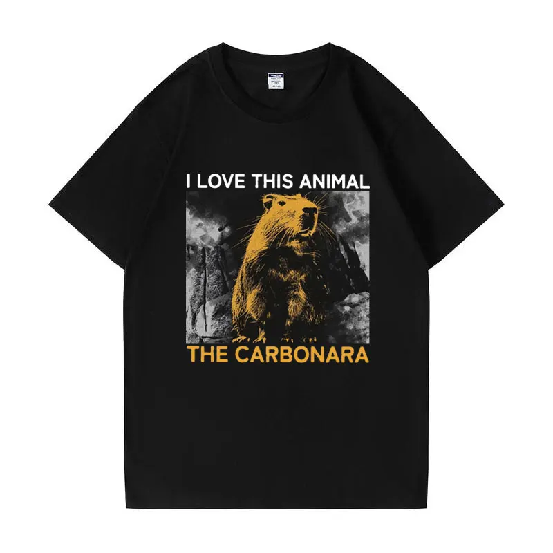 

The Carbonara Capybara Graphic T Shirts Men's Women's Japanese Capybara Weird Funny T Shirt Summer Comfort Cotton O-Neck Tshirts