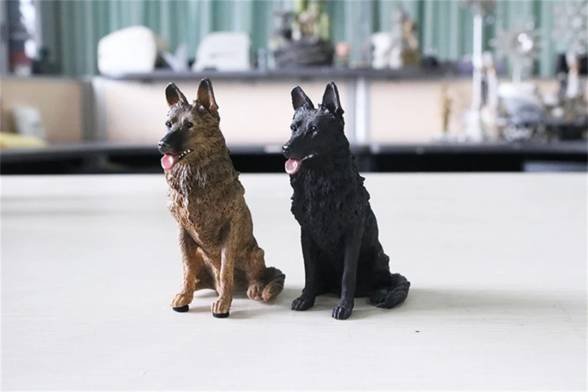 JJM Small German Shepherd Dog Pet Figure Animal Car Decoration Model Toys Gift Crafts Souvenirs Decor Vehicle Simulation Art