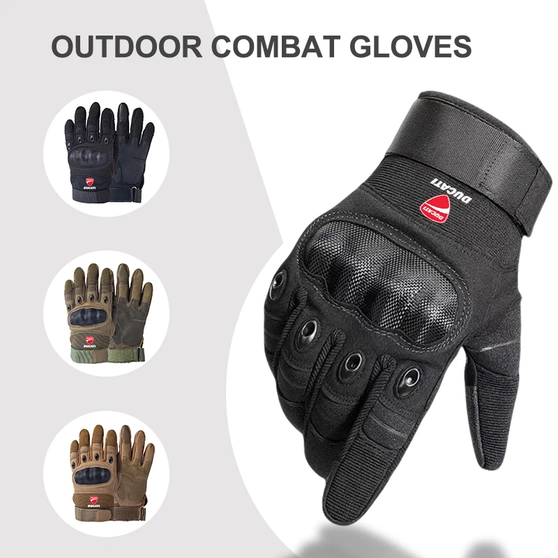 Vintage Leather Motorcycle Gloves For Ducati Finger Touchscreen Off Road Riding Gloves with Hard Shell Protection Breathable