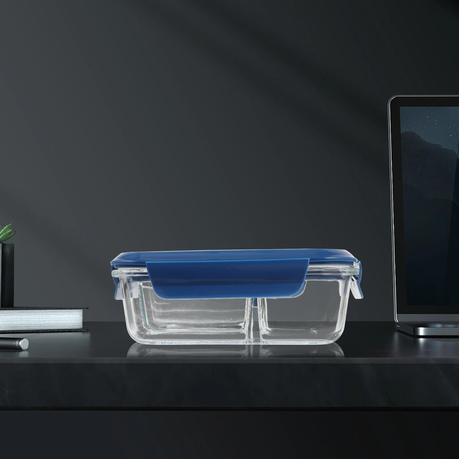 

Microwavable Glass Lunch Box Portable Divided Bento Box with Lid Cutlery for School Office Picnic Food Storage Container