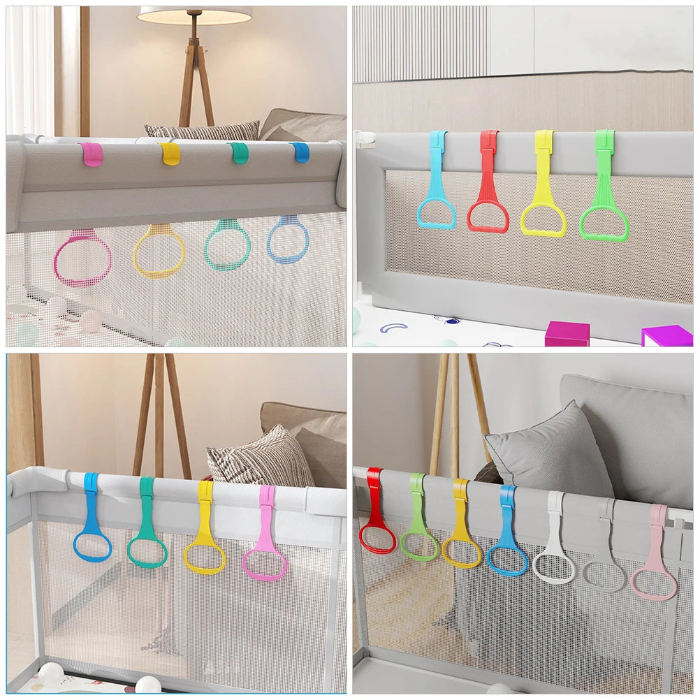 

8pcs Baby Standing Safety Ring Durable Walking Assistant Toddler Training Tool Smooth Lightweight Nursery Crib Pull Ring Aid