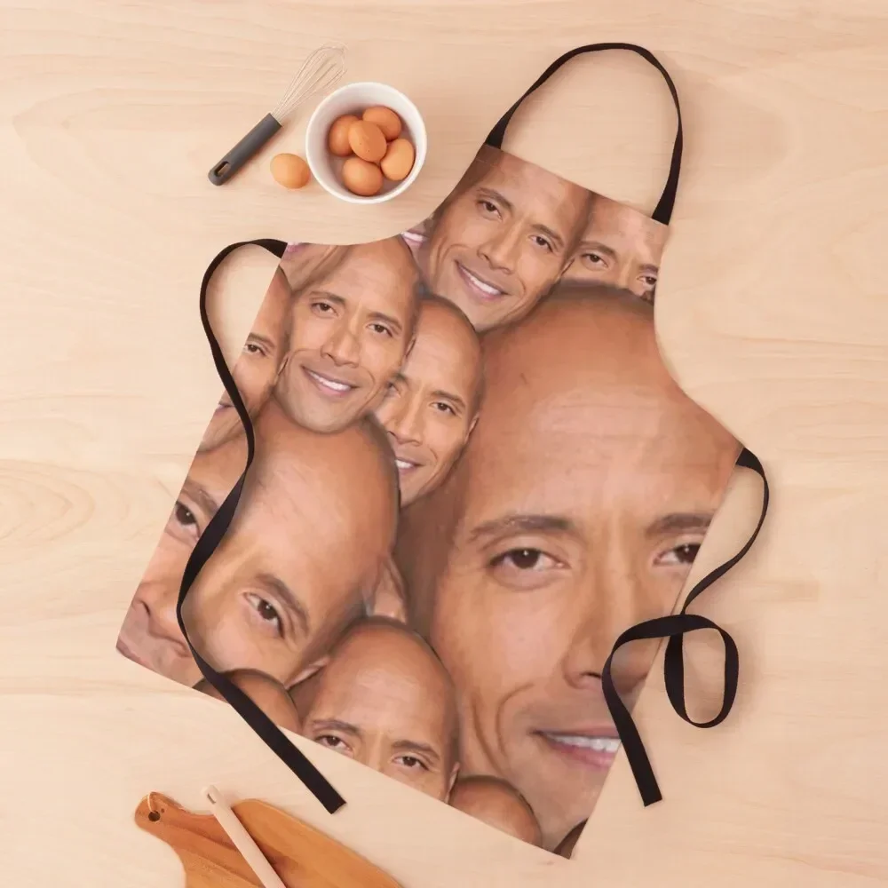 Dwayne johnson funny face ( the rock ) Apron kitchen utensil for women halloween For Cooking Apron