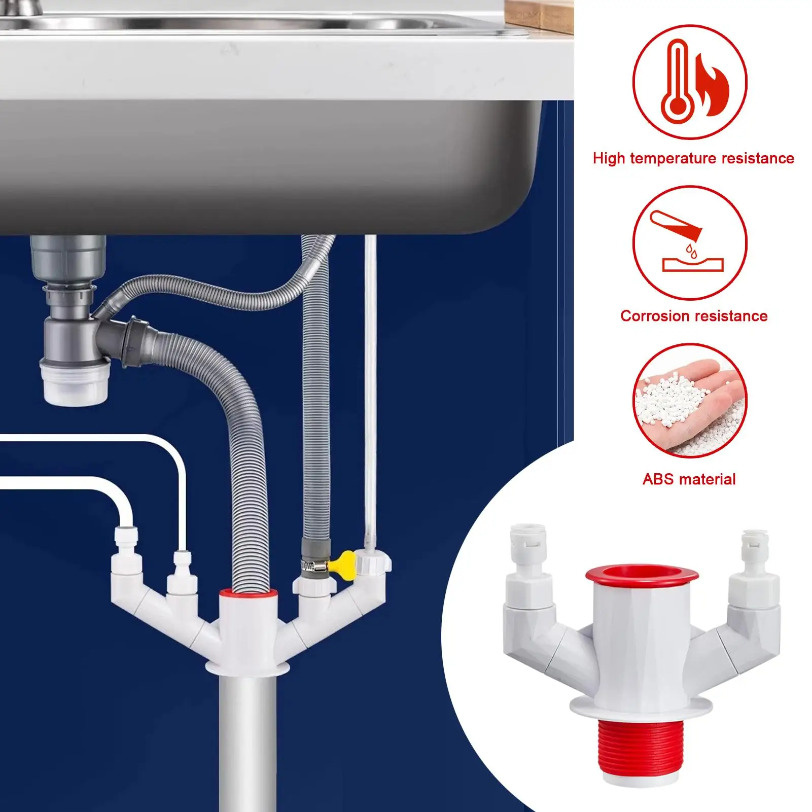 

Kitchen Sewer Tees 3-Way Anti-Clogging Sealer Accessories Kitchen Tees Joint For Family Friends Indoor Washroom Bathroom Sink