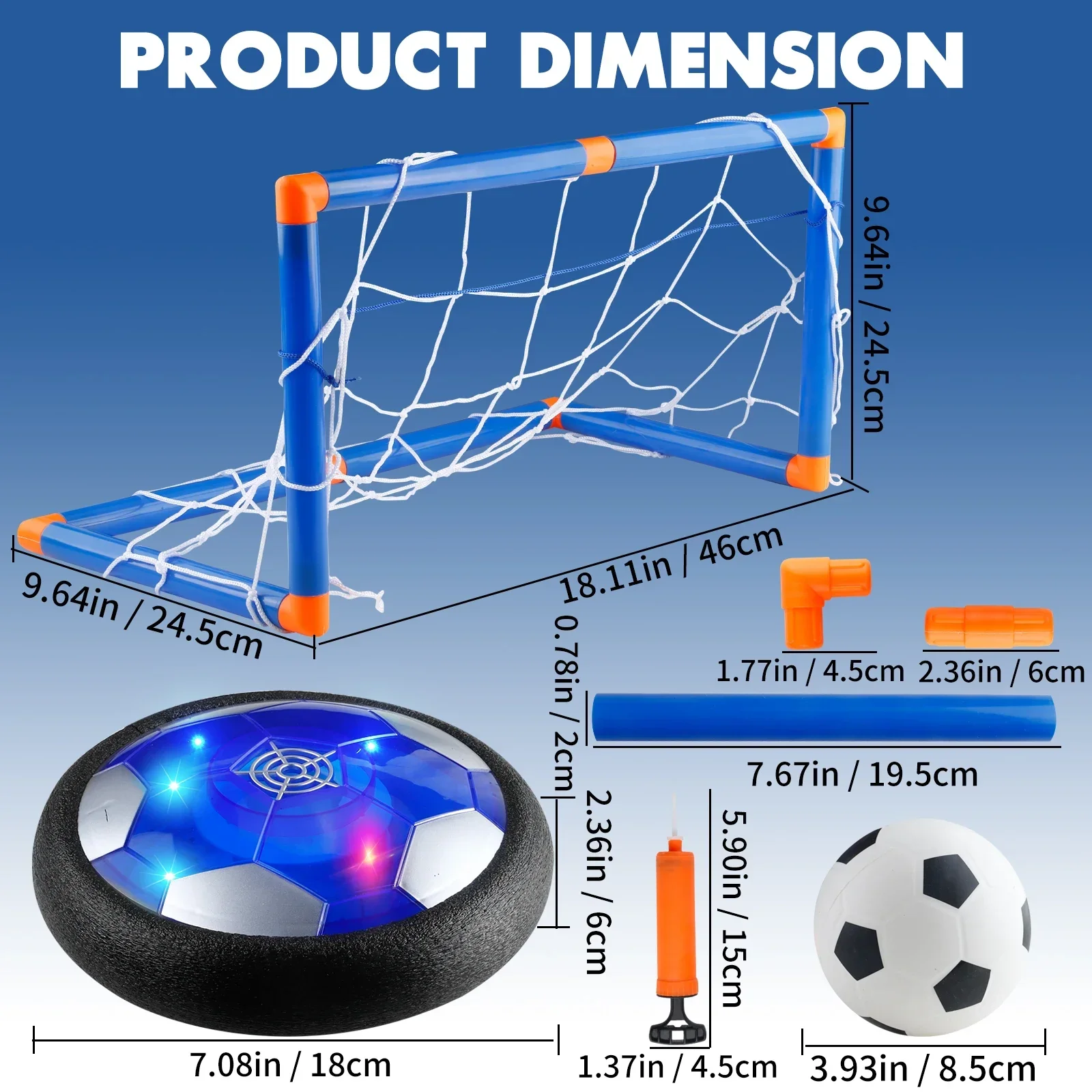 Oplaadbare hover-voetbal voor kinderen - luchtdrijvend voetbal met LED-verlichting en schuimbumper Leuk speelgoed voor jongens en meisjes