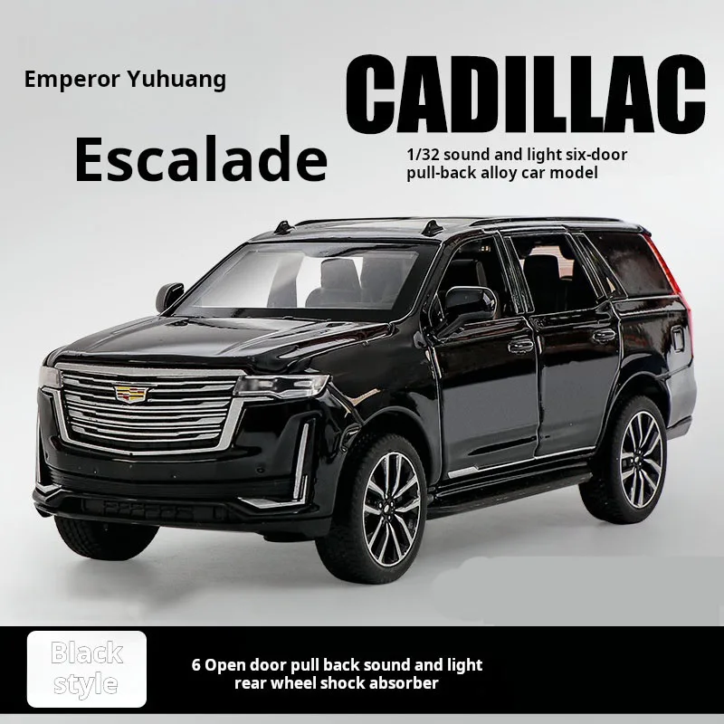 1:32 Black Mamba Cadillac Car Model Escalade Alloy Car Model Sound Light Pull Back Off-Road Toy Car Children's Gift