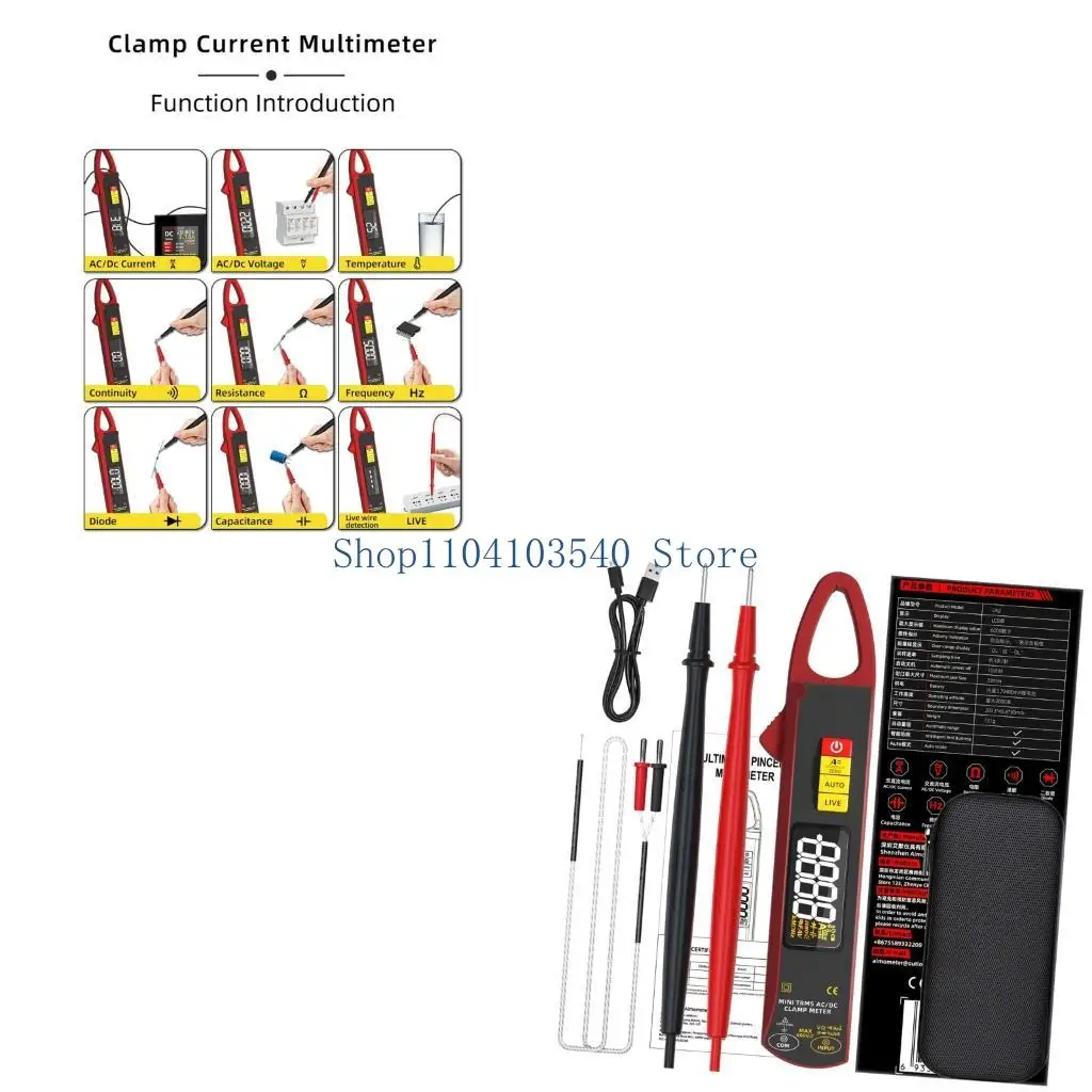 02DC Lightweight Clamp Meter For Electricians Auto Ranges Detections