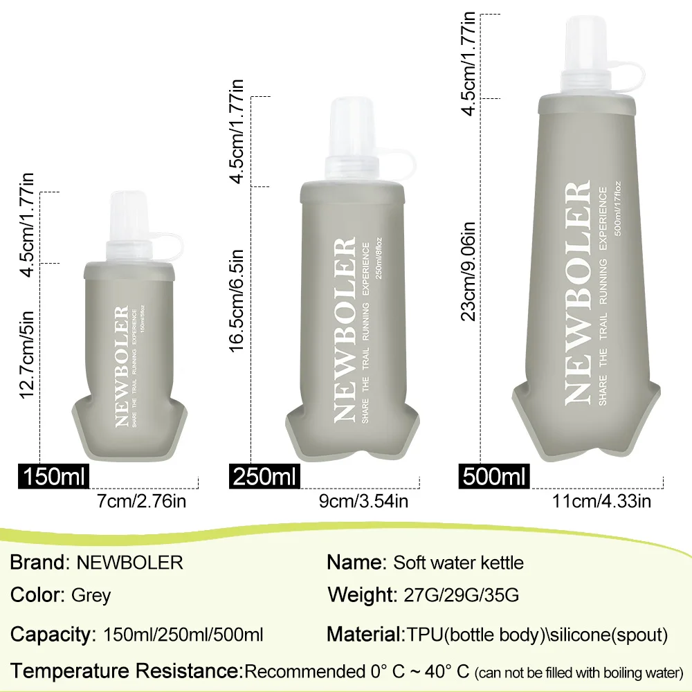 500/800/1000ml Sport Water Bottle TPU Folding Soft Flask Drink Portable Water Bottle Running Hiking Bicycle Fitness Water Bag