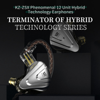 KZ ZSX Terminator Metal Headset 5BA+1DD Hybrid 12 drivers HIFI Bass Earbuds In-Ear Monitor Noise Cancelling Earphones