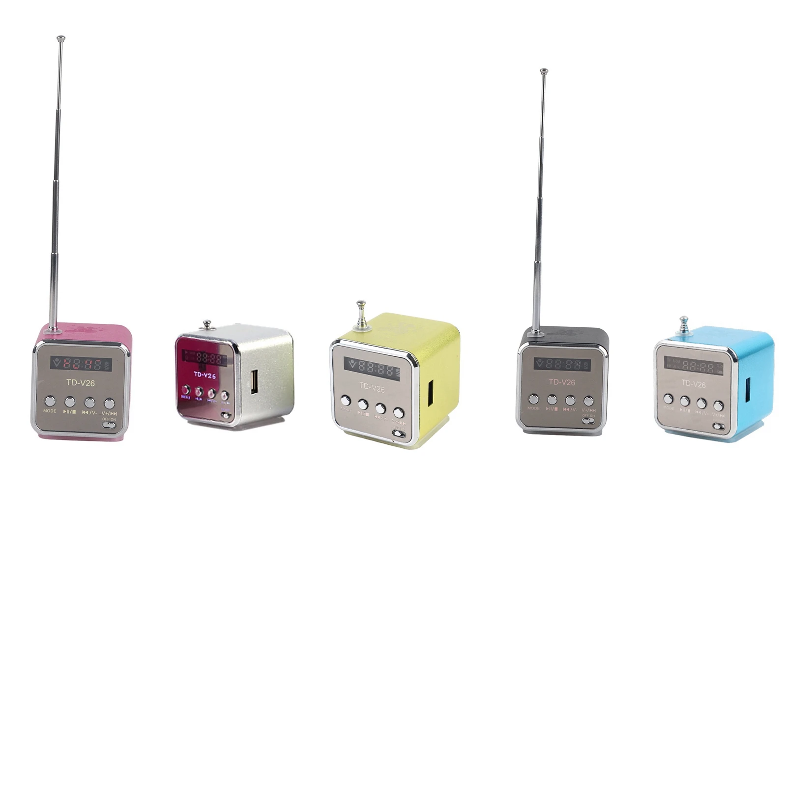 

Fashion Portable Mini Speaker Music Player with FM Radio Support TF Card U Disk Built in 500mAh Battery LCD Display For PC Phone