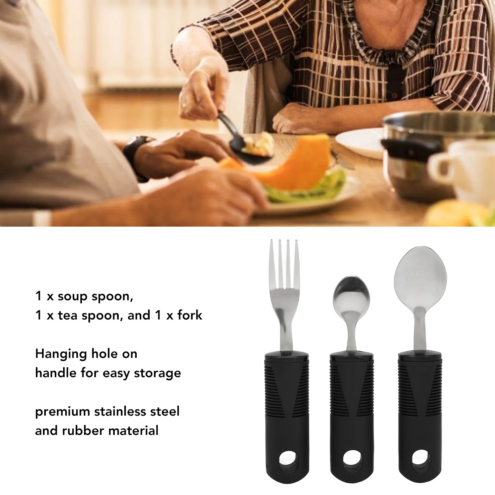 مطاط عريض من الفولاذ المقاوم للصدأ ، أواني تكيفية ، مانعة للانزلاق ، مانعة للاهتزاز ، مرجحة لالتهاب المفاصل وباركنسون ، 3 * #2