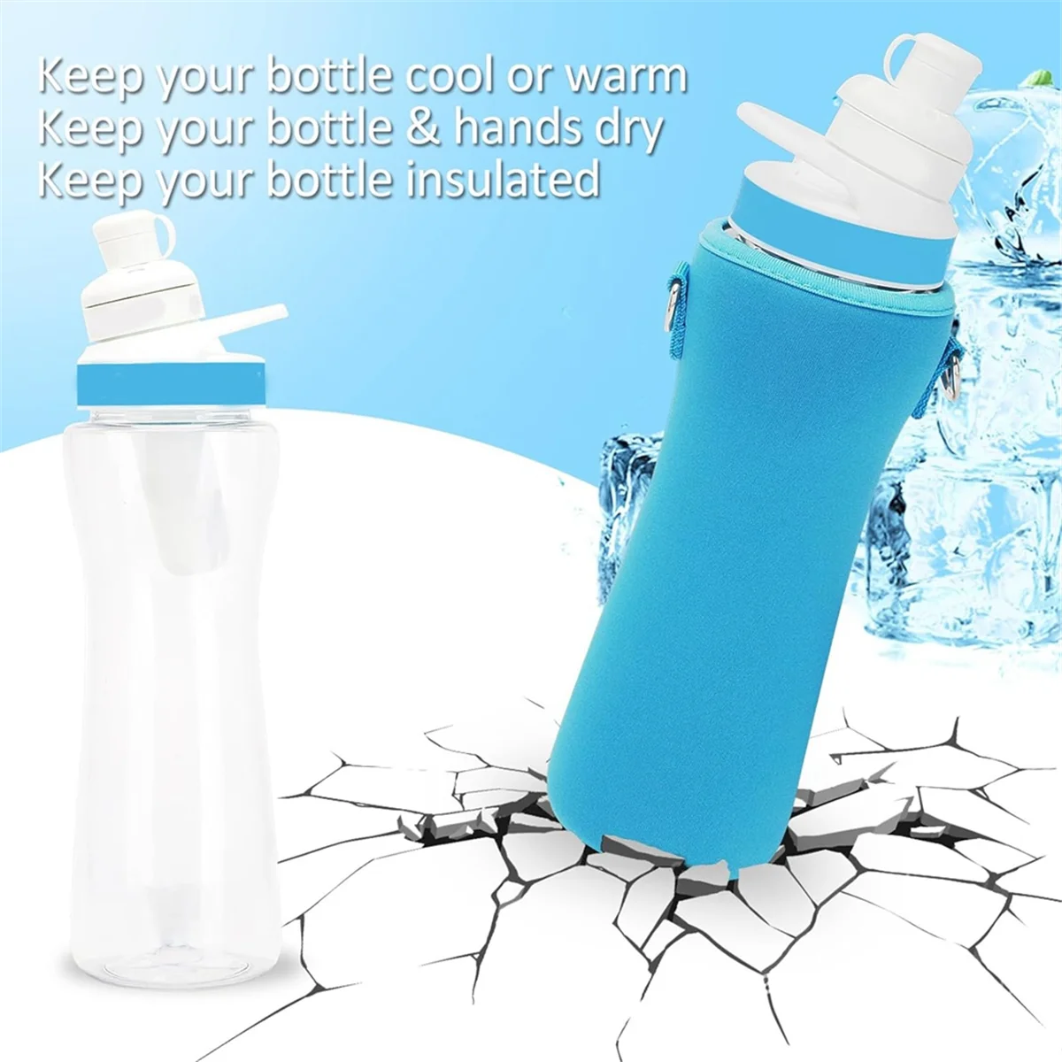 2 Pcs Water Bottle Sleeve for Cirkul 22oz Water Bottle, Insulated Water Bottle Cover for Retaining Temperature Blue