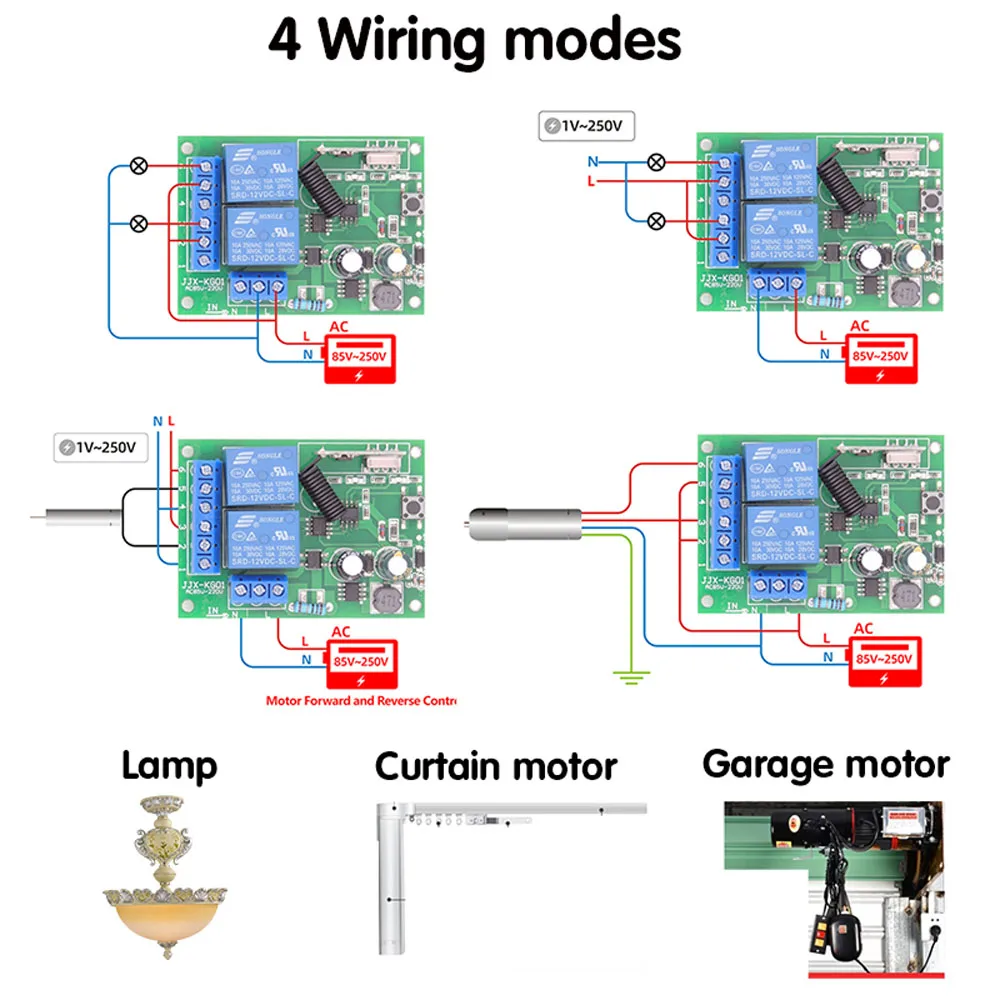 RF 433mhz Universal Gate Remote Control Switch AC 220V 2Channel Relay Receiver Remote ON OFF for Garage Door Curtain Motor Light