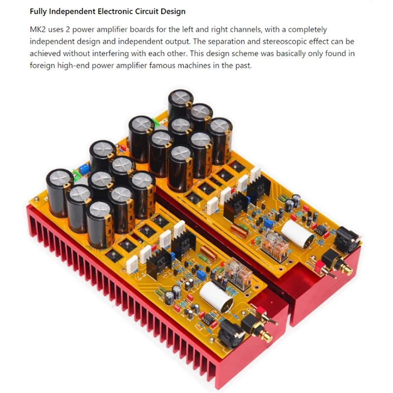 MK2 All Aluminum Power Amplifier Chassis DIY HiFi Home Audio Amp Shell with VU Amplifier Level Meter RCA Balanced Input for Home