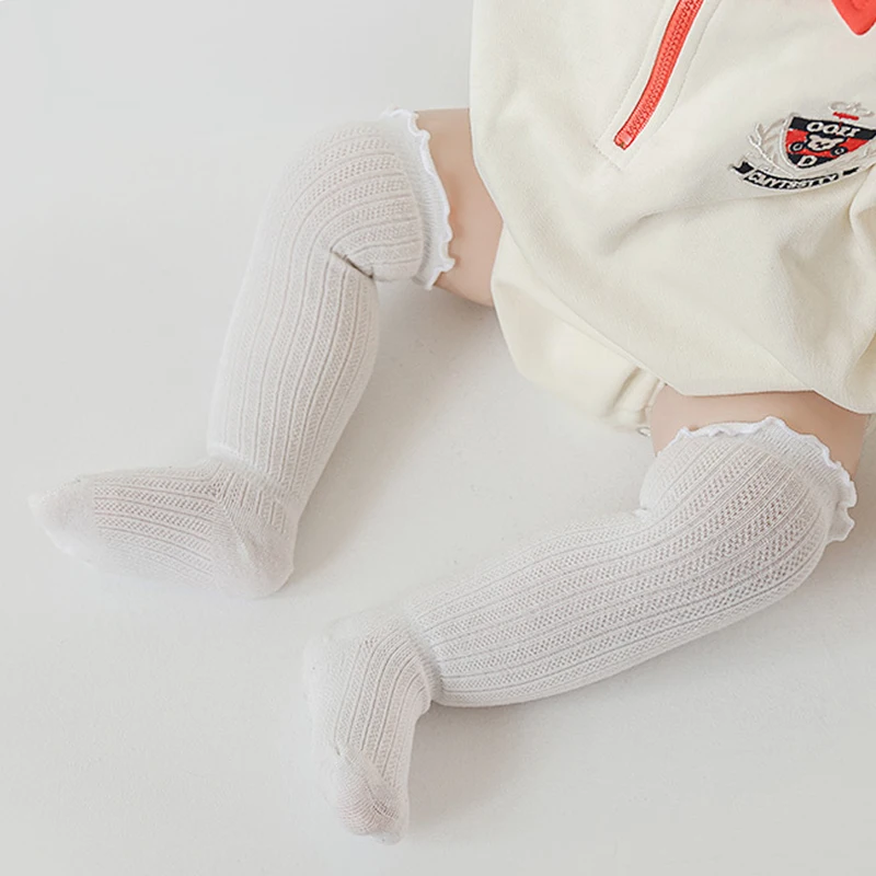 Chaussettes d'Été pour Bébé Fille et Garçon, en Coton Doux, sulf, Espagnoles, à Hauteur du Genou, à Volants