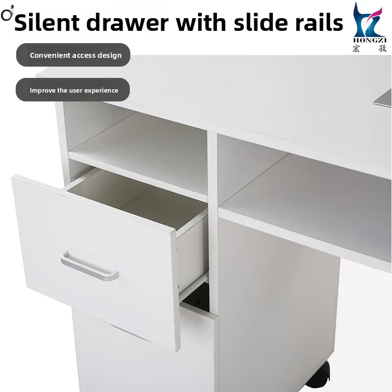 PYH Modern Simple Desk Nail Table Built-in Fan with Drawer Universal Wheel Movable Nail Table