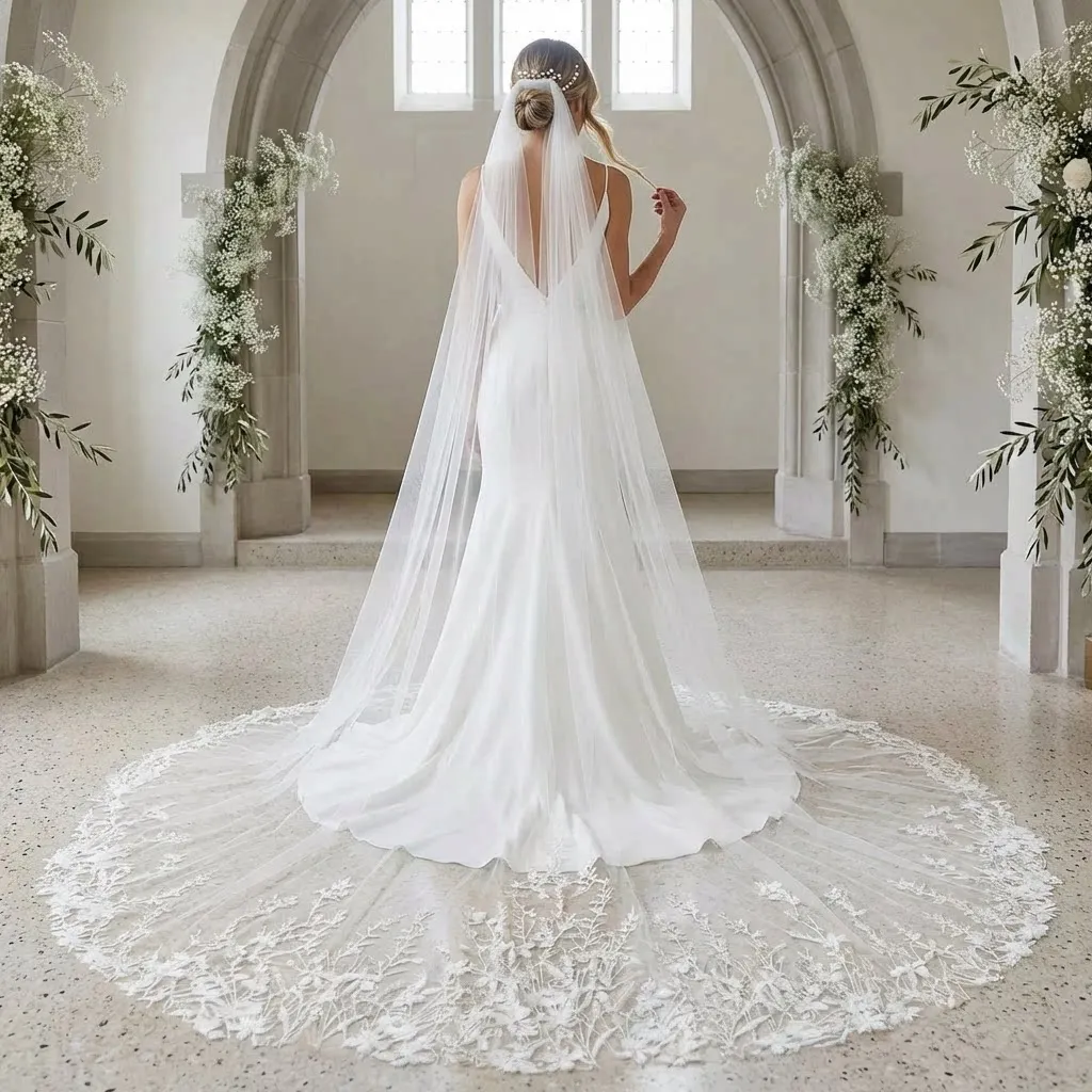Bridal Veils Long Wedding Dresses Veil Plus Sie Wedding Dresses Accessories Extra Long Royal Lace Embroidery Wedding Veil G162
