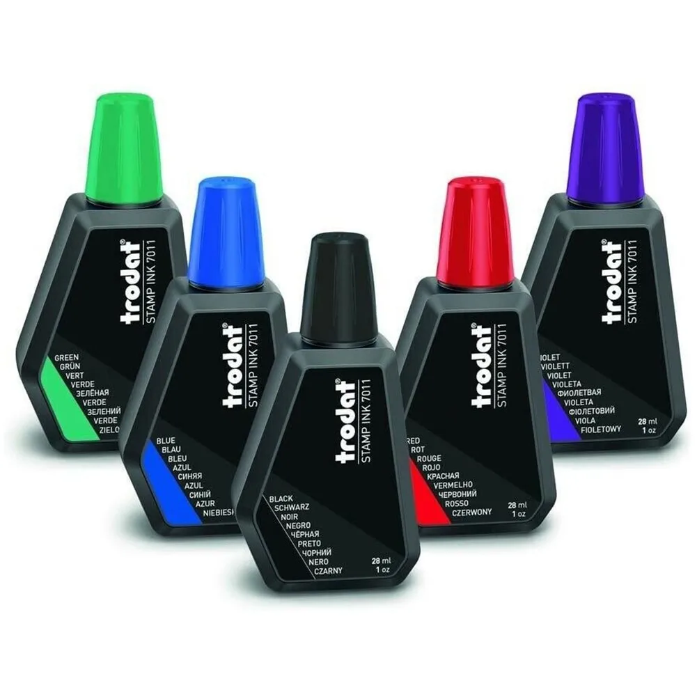 

Trodat 7011 Stamp Pad Ink 28 Ml (Colours) Red / Blue / Black / Green / Purple For All Ink Pads That Can Be Refilled Tools