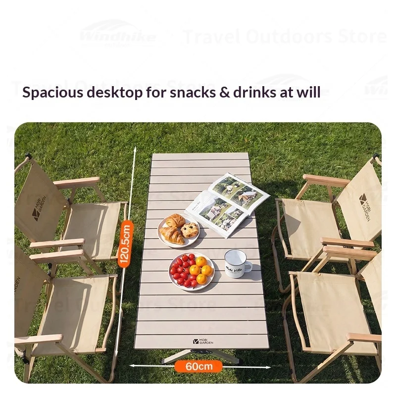 MOBI GARDEN Egg Roll Table Folding Table Camping Table All-in-one Portable Outdoor Picnic Equipment Furniture Set Load 30KG